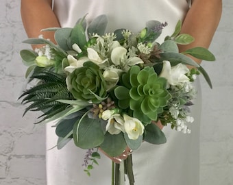 Wedding Bouquet, Bridal Bouquet, Succulent Bouquet, Greenery Bouquet, Artificial Bouquet, Silk Bouquet, Corsage, Boutonierre