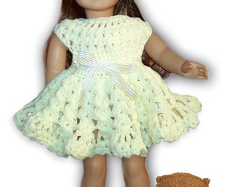 Spring Fling Outfit Crochet Pattern for American Girl or 18" Dolls - Includes Dress, Hat, Mary Jane Shoes and Gingerbread the Kitty