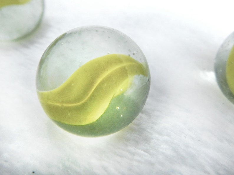 Vintage Yellow Swirl Marbles clear Glass Marble cats Eye Etsy