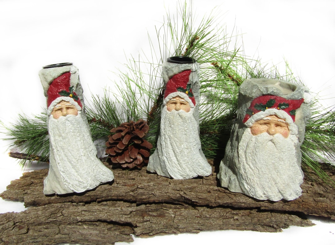 Vintage Santa Candle Holders Santa Candle Stick Holders Etsy
