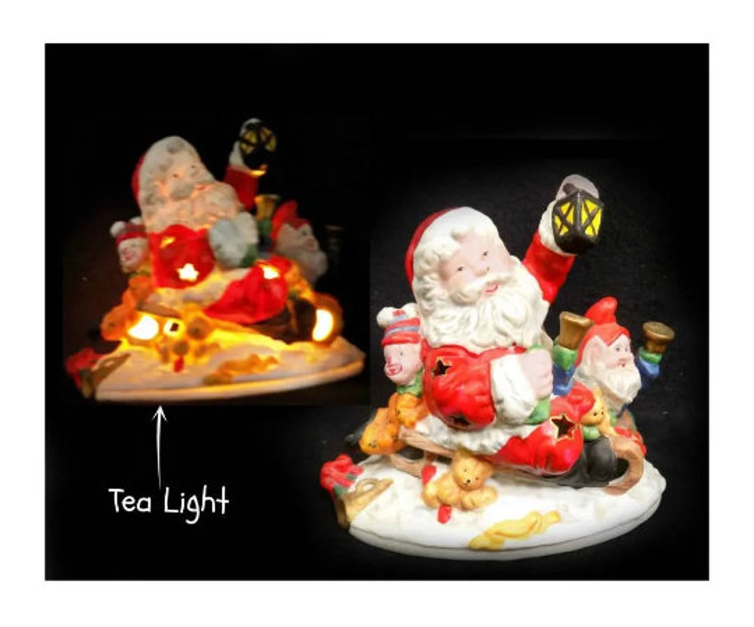 Vintage Santa Tea Light santa Candle Holder vintage Christmas Santa