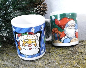 Vintage Santa Clause Mug, Christmas Holiday Mug, Holiday Santa mug -Vintage Santa cup -Christmas coffee mug -Pair Santa cups-# 11 Christmas