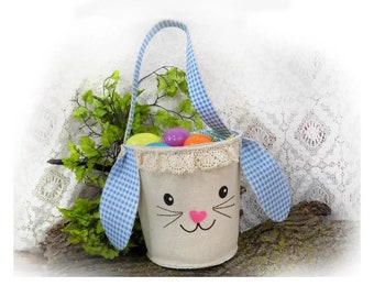 Easter Basket boy -Easter Egg Basket - Easter Egg Hunt Basket - Easter bucket,  bunny Easter basket, Custom Easter, Floppy ear basket- # 11