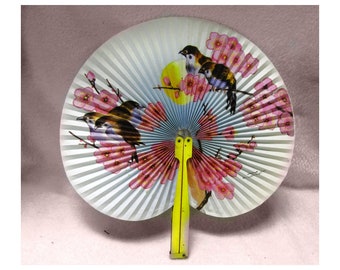 Antique Japanese Dance Fan -Vintage Paper Folding Fan, Pocket Metal Hand Fan, Asian Décor -