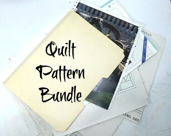 Quilt Pattern Bundle -quilt pattern paper piecing -Penwheel, Pieced Basket, Dreden Plate, Grandmother's Flower Garden ,Wedding Ring  # 32