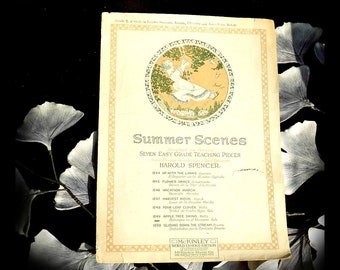 Piano Sheet Music Vintage Sheet Music -Summer Scenes sheet music - ,Copyright 1929 - paper ephemera; # 33