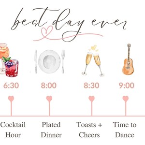Best Day Ever | Wedding Timeline | Wedding Schedule | Order of Events | Timeline Template