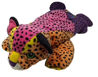 Vintage Lisa Frank Hunter Rainbow Leopard Cheetah Plush Stuffed Animal Toy 21''