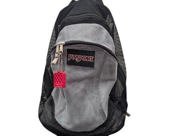 Vintage Y2K 1990 Jansport Black Grey Mesh Backpack with Airlift Straps