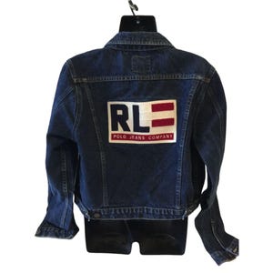 Vintage Ralph Lauren Polo Jeans Embroidered US Flag Denim Jacket Size Large L