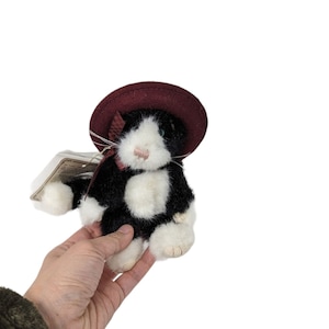 Boyds Bears Black Cat Chaton Chapeau rose Phoebe Purrsmore Peluche