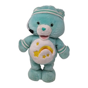 Vintage Care Bears Green Wish Bear Lets Get Physical Singing Dancing Aerobics Exercise Plush Doll 14&quot;