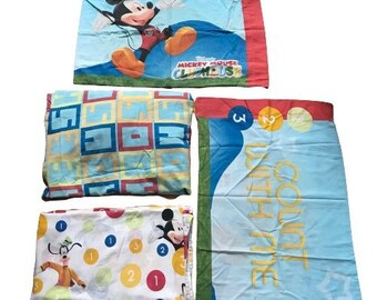 Mickey Mouse Clubhouse Count with Me Fitted Sheet Flat Sheet X2 Pillowcase Set