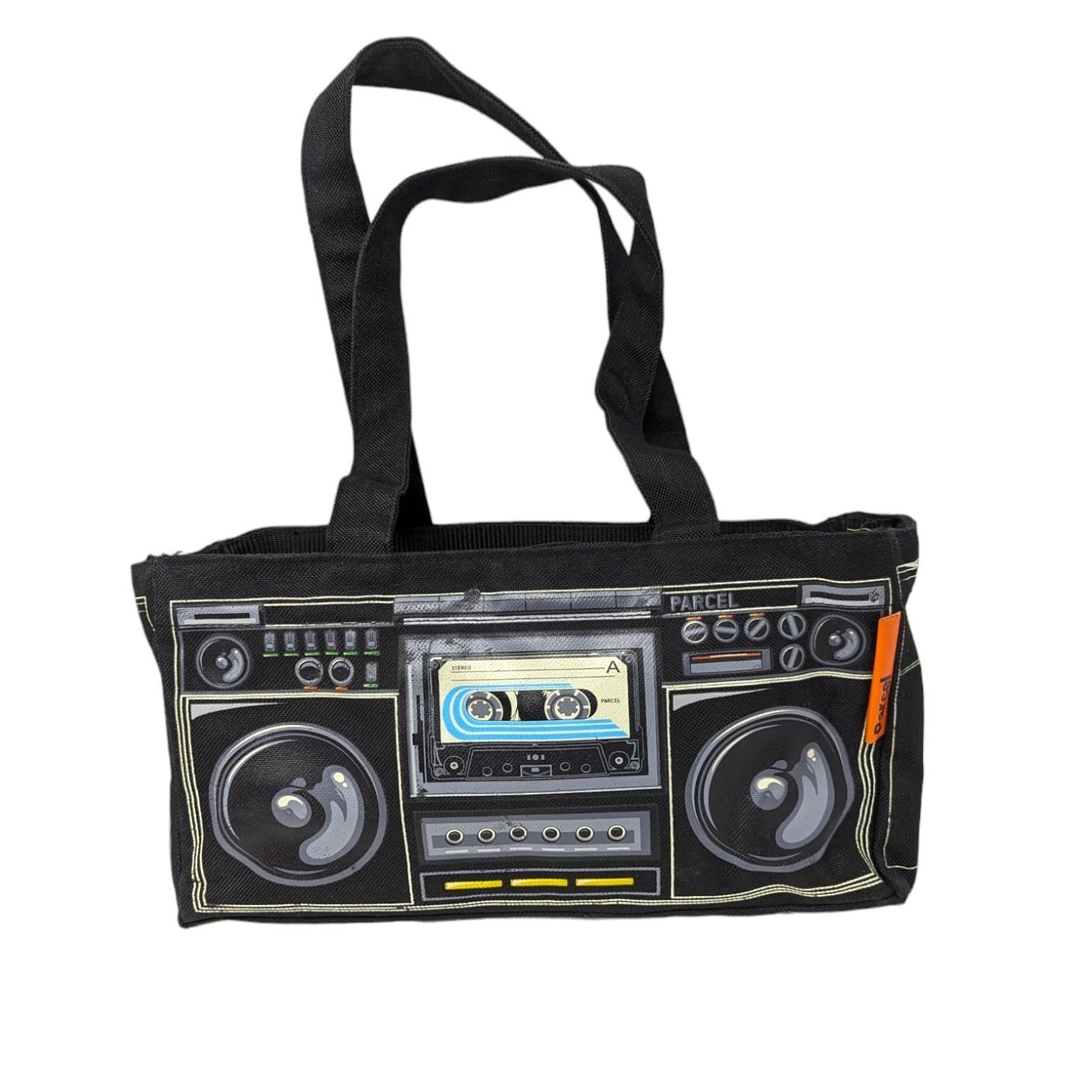 Vintage Y2K Black Parcel Stereo Boom Box Cassette Tape Deck Purse 