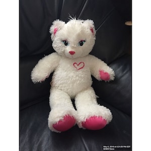 Build A Bear White and Pink Shimmer Kitty Cat Plush Stuffed Animal 16&quot;