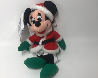 Peluche vintage Disney Minnie Mouse Mrs. Claus Santa Beanie Baby