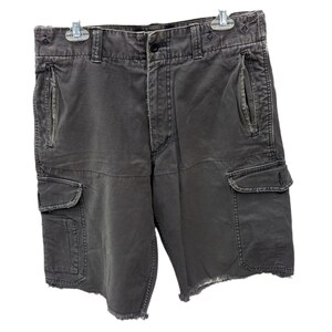 Vintage 1990s Y2K American Eagle Surplus Trouser Grey Cotton Cargo Shorts 33x32