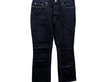 Womens Levis Strauss 515 Boot Cut Lower Rise Dark Blue Denim Jeans Size 4 Petite