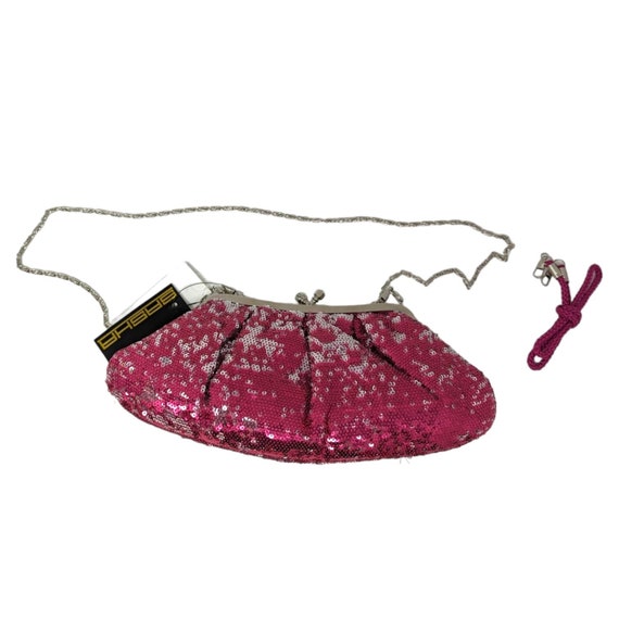Sasha Hot Pink Silver Kiss Lock Sequin Sequined C… - image 5