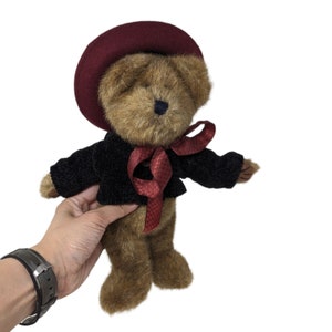 Vintage 1990s Boyds Bear Brown Madeline Willoughby Red Hat Plush Soft Toy 12&quot;