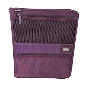 Vintage 1990s Y2K Mead Five Star First Gear Purple Zipper Binder 3-Ring Zip Up