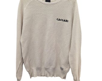 Caesars Palace Las Vegas Atlantic City Cream Ribbed Crewneck Sweatshirt Medium M