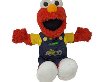 Elmo ABC Singing Talking Plush Doll in Blue Overalls - TESTED and WORKS!