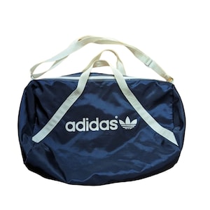 Vintage Y2K Navy Blue Adidas Nylon Duffle Bag Gym Bag Made in Taiwan Medium Size