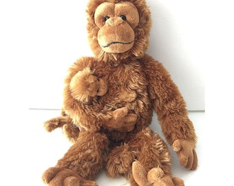 GUND Ookie 31034 Monkey Mom and Baby Plush Stuffed Animal Plushie Stuffie 16" Soft Toy