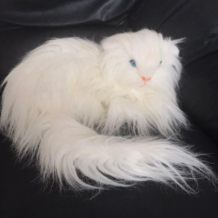 white fluffy cat toy