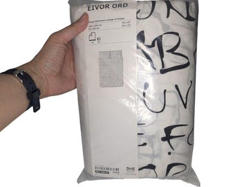 IKEA Eivor Ord Alphabet Duvet Cover X2 Pillow cases 79 x 91" - 104 Thread count