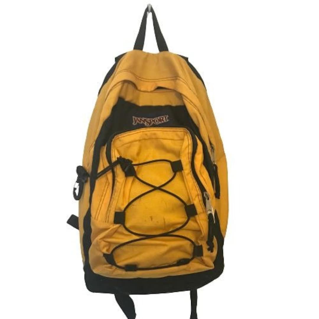【USA製】JANSPORT Backpack Mustard Jansport Backpack Yellow Mustard With Leather Suede Bottom