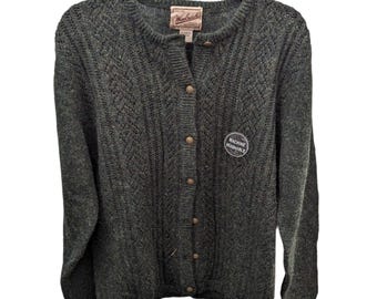Woolrich Deep Forest 100% Wool Button Front Ribbed Knit Cardigan Sweater Large L