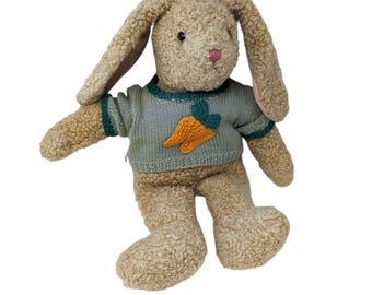 Vintage 90's TY Classic Plush Curly Bunny Rabbit with Crochet Top Stuffed Toy