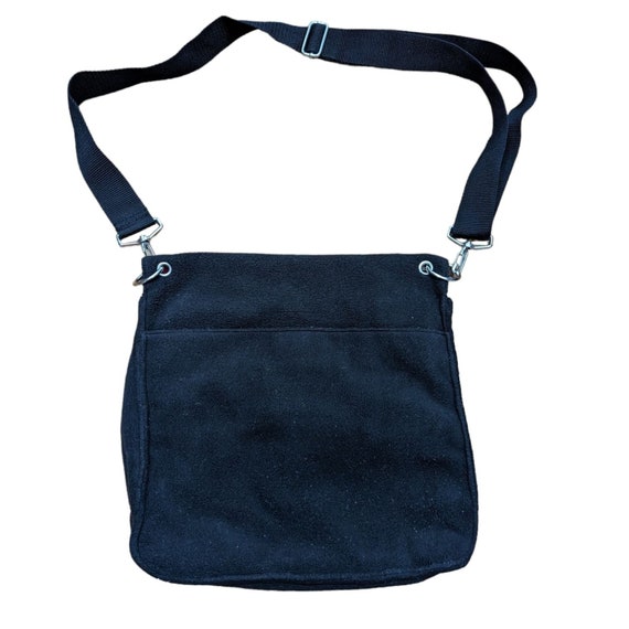 Vintage 1990s Y2K Old Navy Black Fleece Slouchy Crossbody Messenger Tote Bag Etsy