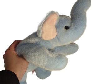 Vintage 1990s Ty Beanie Buddies Peanut Elephant Light Blue Soft Animal Stuffed Plush Toy 15" Medium