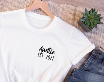 Personalized Auntie Est. Year T-Shirt: Custom Aunt Gift