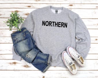 Northern Slogan Sweatshirt: Grey Cotton-Blend Jumper