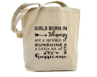 February Bag, Girls Born In February Gifts, Birth Month Gift For Her, Birthday Gift Tote Bag, Aquarius Gift Pisces Gift, Birthday Quote Tote