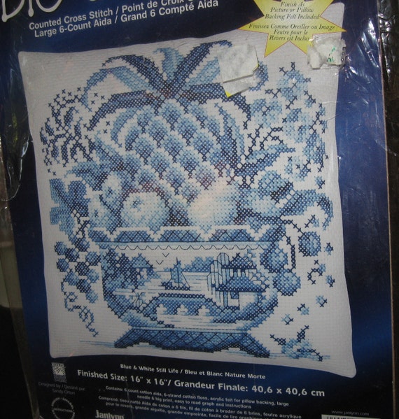 Big Stitch Blue White Still Life Counted Cross Etsy