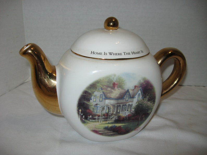 1980s Vintage Thomas Kinkade Teleflora Teapot Home is Where the Heart Is 6 x 94-cup Capacity
