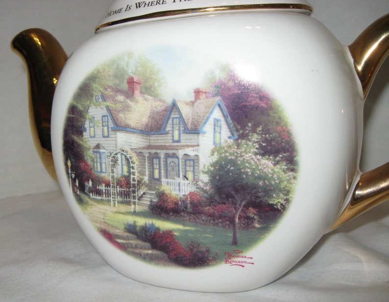 1980s Vintage Thomas Kinkade Teleflora Teapot Home is Where the Heart Is 6 x 94-cup Capacity