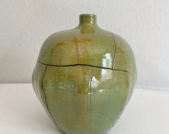 Ceramic Decorative Vase - Raku (Moss)