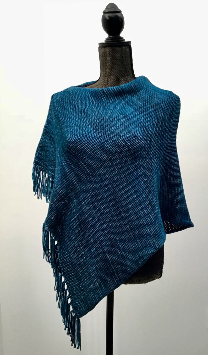 Blue Wool Poncho Blue Merino Wool Poncho Womens Poncho Knit | Etsy