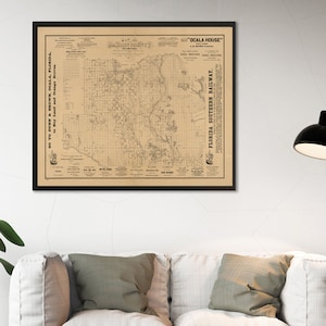 Landkarte Marion County, Florida 1883. Vintage home Deco Stil alte Wandreproduktion Kartendruck.