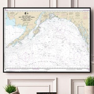 Cartas náuticas NOAA de la costa oeste de América del Norte Dixon Entrada a Unimak Pass 500, Alaska. Mapa de reproducción.