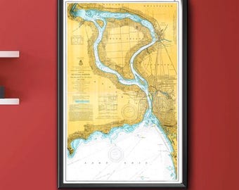 Buffalo Harbor Niagara River to the Falls New York Nautical Wall Art Reproduction NOAA LS93