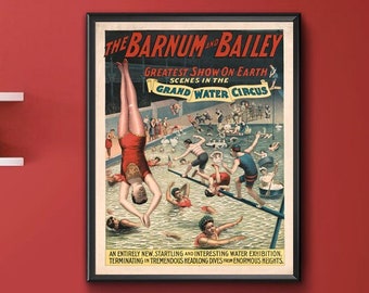 The Barnum & Bailey Greatest Show on Earth - The great Coney Island water carnival. 1898.  Reproduction Giclee print.