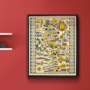 Romantische Karte der Niagara Grenze, New York. Vintage Home Deco Style alte Wand Reproduktion Landkarte Druck.