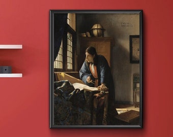 The Geographer by Johannes Vermeer.  Reproduction Giclee print.